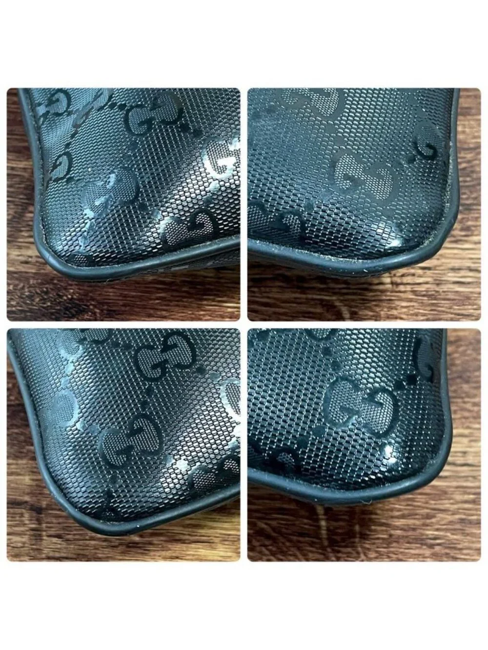 Gucci GG Supreme Crystal Shoulder Bag Messenger Black